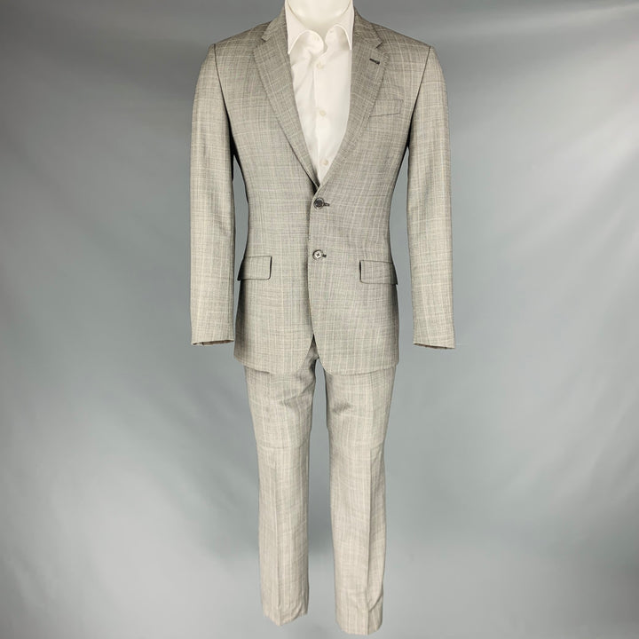 PAUL SMITH Size 36 -Byard- Grey Orange Window Pane Wool Single Breasted Suit