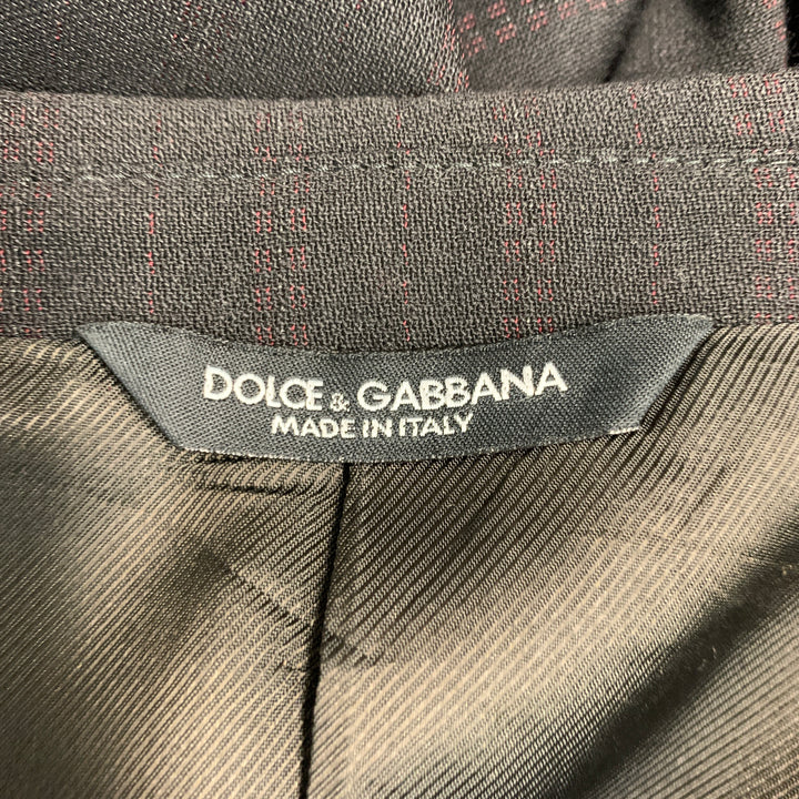 DOLCE & GABBANA Size 46 Black Burgundy Stripe Virgin Wool Sport Coat