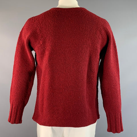 DRIES VAN NOTEN Size L Red Knit Merino Wool Knit Pullover