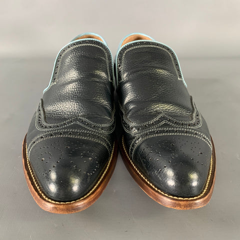 MIU MIU Size 9 Navy Light Blue Leather Spectator Loafers