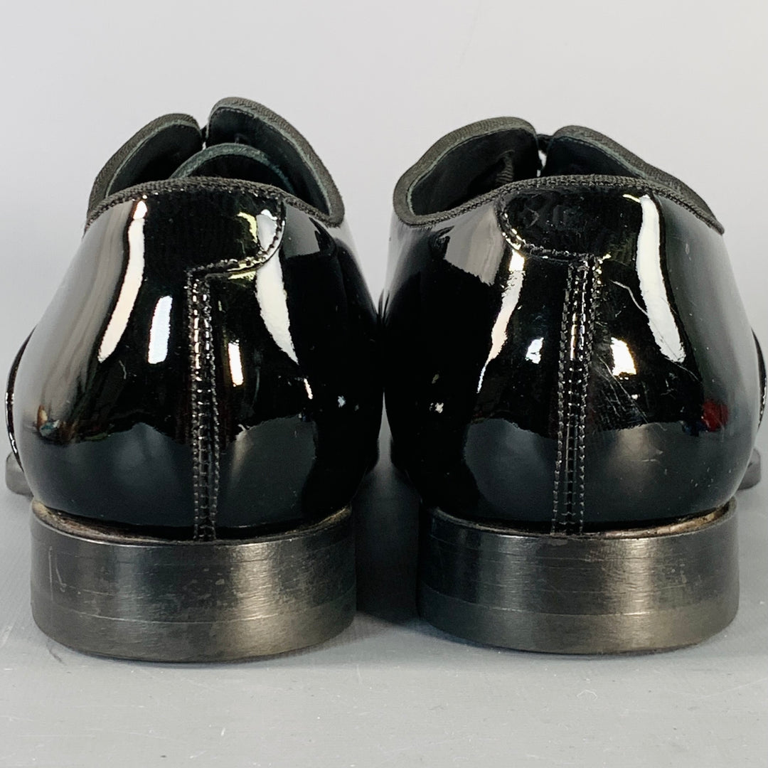 SUITSUPPLY Size 8.5 Black Patent Leather Tuxedo Oxford Lace-Up Shoes