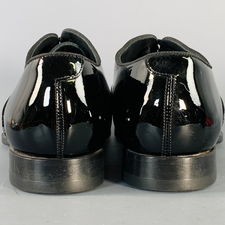 SUITSUPPLY Size 8.5 Black Patent Leather Tuxedo Oxford Lace-Up Shoes