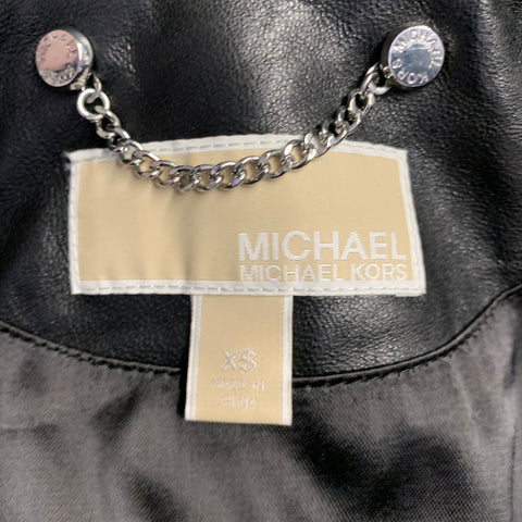 MICHAEL by MICHAEL KORS Size XS Black Quilted Leather Studded Cropped Bomber Jacket