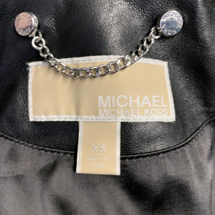 MICHAEL by MICHAEL KORS Size XS Black Quilted Leather Studded Cropped Bomber Jacket