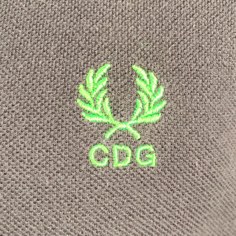 COMME des GARCONS SHIRT Size M Black Neon Yellow Contrast Trim Cotton Pique Polo