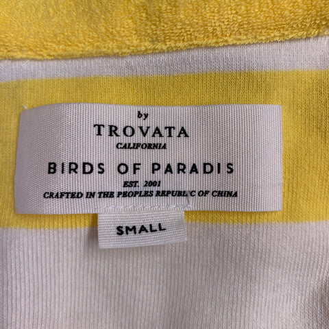 TROVATA Taille S Jaune Blanc Coton Rayé Manches Courtes Haut Décontracté