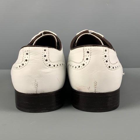 VERSACE Size 9 White Perforated Leather Lace Lace Up Shoes