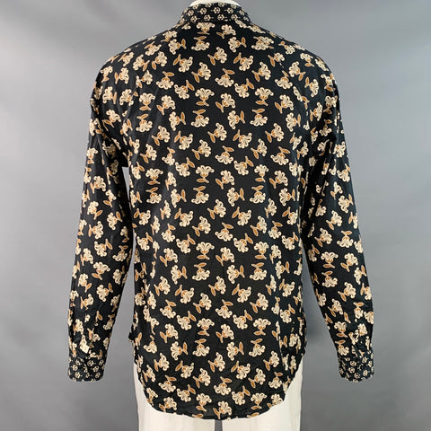 SCOTCH AND SODA Size XL Black Beige Abstract Floral Cotton Long Sleeve Shirt