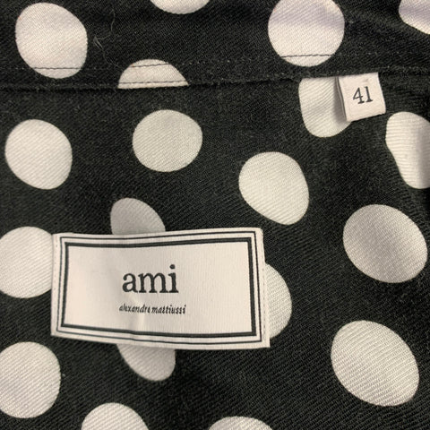 AMI by ALEXANDRE MATTIUSSI Size M Black White Polka Dot Long Sleeve Shirt