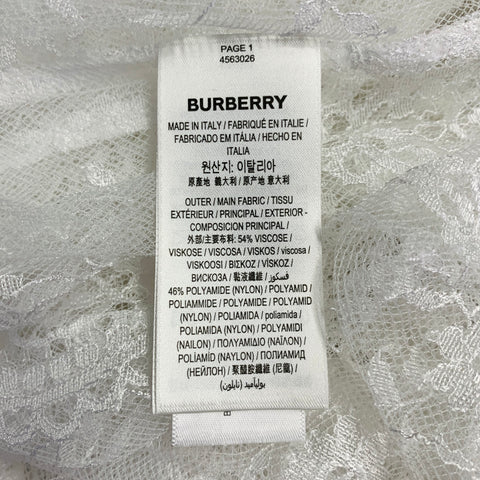 BURBERRY Size M White Lace Viscose Blend Bow Long Sleeve Shirt