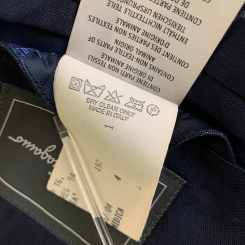 SALVATORE FERRAGAMO Size 44 Navy Plaid Wool Blend Notch Lapel Sport Coat