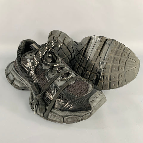 BALENCIAGA Size 8 3XL Black Mesh Polyurethane Low Top Sneakers
