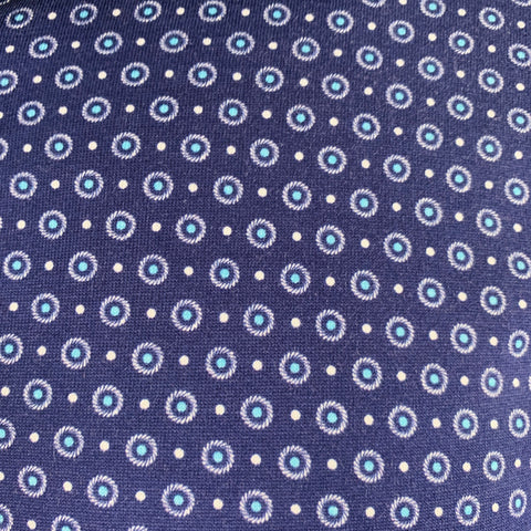 STONE ROSE Size S Navy White Circles Cotton Spread Collar Short Sleeve Shirt