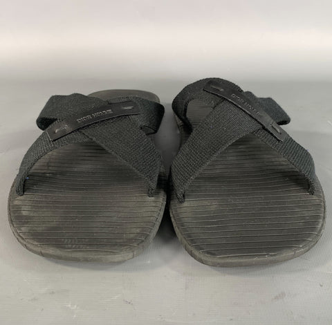 DIOR HOMME Size 10 Black Mixed Fabrics Rubber Canvas Straps Sandals