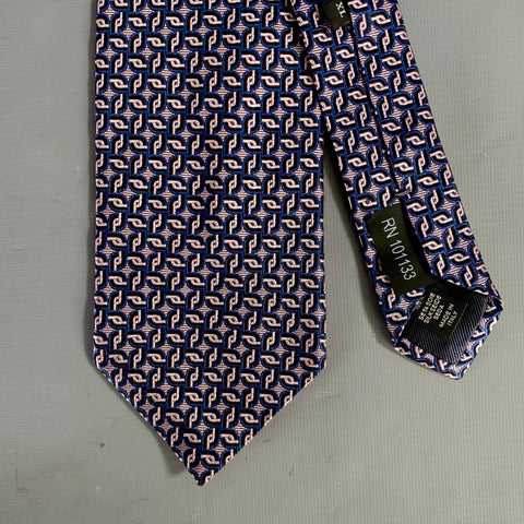 ERMENEGILDO ZEGNA Purple Black & Navy Geometric Silk Tie