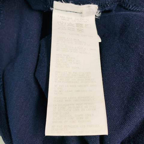 YOHJI YAMAMOTO Size M Navy White Logo Cotton T-shirt