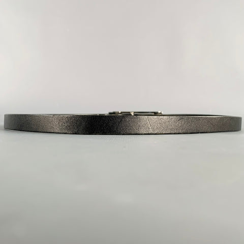 J.LINDEBERG Size 30 Black Silver Logo Leather Leather Belt
