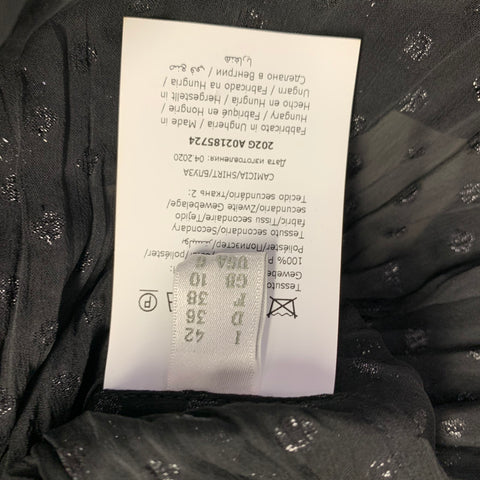 PHILOSOPHY di LORENZO SERAFINI Size 6 Black Polyester Dots High Collar Blouse