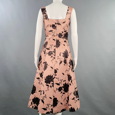 EMILIA WICKSTEAD Size 4 Petrova Pink Black Polyester Floral Sleeveless V-NeckDress