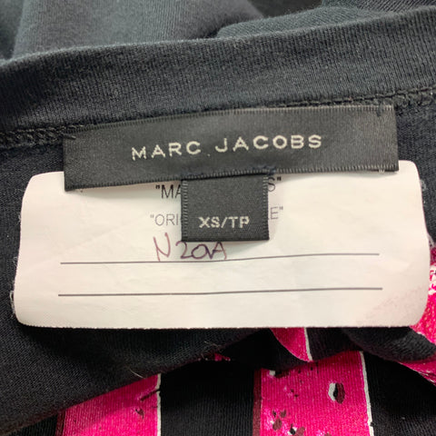 MARC JACOBS Taille XS T-shirt col rond en coton à carreaux rose noir