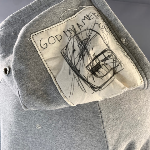 ENFANTS RICHES DEPRIMES ERD XL Grey Patch Cotton Hooded Sweatshirt