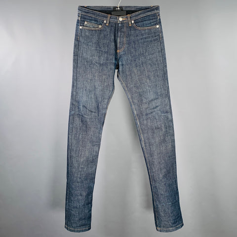 A.P.C. Size 30 Blue Contrast Stitch Cotton Straight Button Fly Jeans