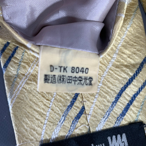 ISSEY MIYAKE Yellow Navy Lines Silk Tie