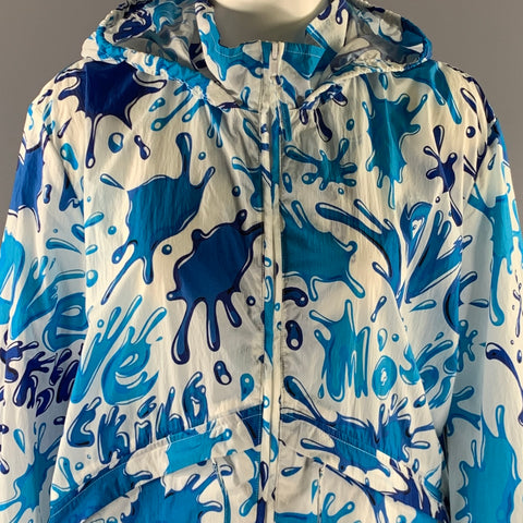 MOSCHINO Size 8 White Blue Polyamide Splash Raincoat