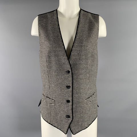 DOLCE & GABBANA Size M Black White Wool Blend Houndstooth Classic Vest