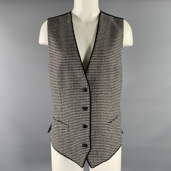 DOLCE & GABBANA Size M Black White Wool Blend Houndstooth Classic Vest