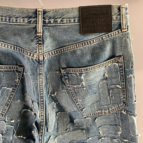 LEVI'S Size 32 Blue Organic Cotton Patchwork Jeans