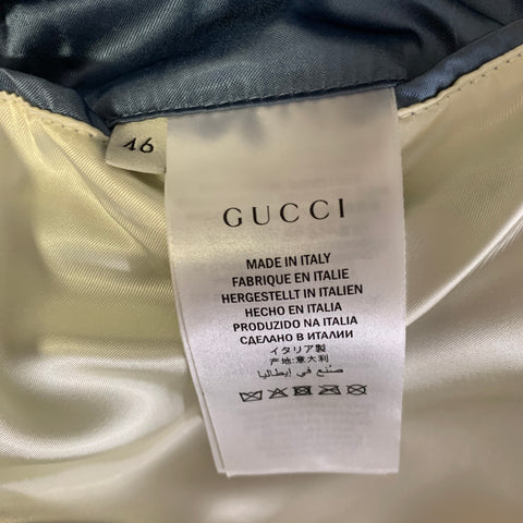 GUCCI Size 36 Blue Metallic Stripe Leather Bomber Jacket