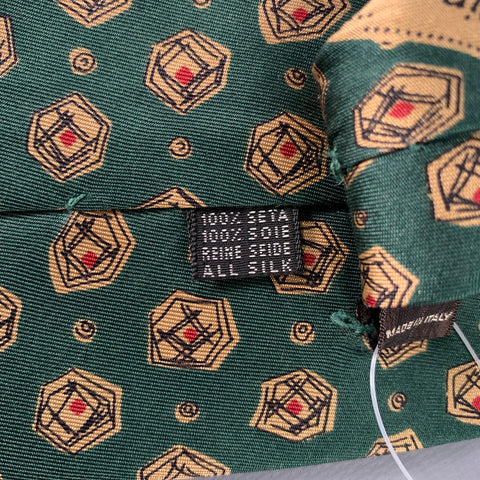VALENTINO Green Beige Dots Silk Tie