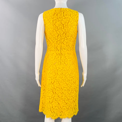 MICHAEL KORS Size 4 Yellow Mustard Cotton Blend Lace A-Line Cocktail Dress