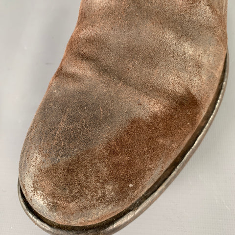 DOLCE & GABBANA Size 10.5 Brown Distressed Roughout Leather Boots