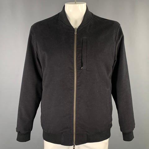 J.HILBURN Size L Black Navy Cotton Blend Reversible Bomber Coat