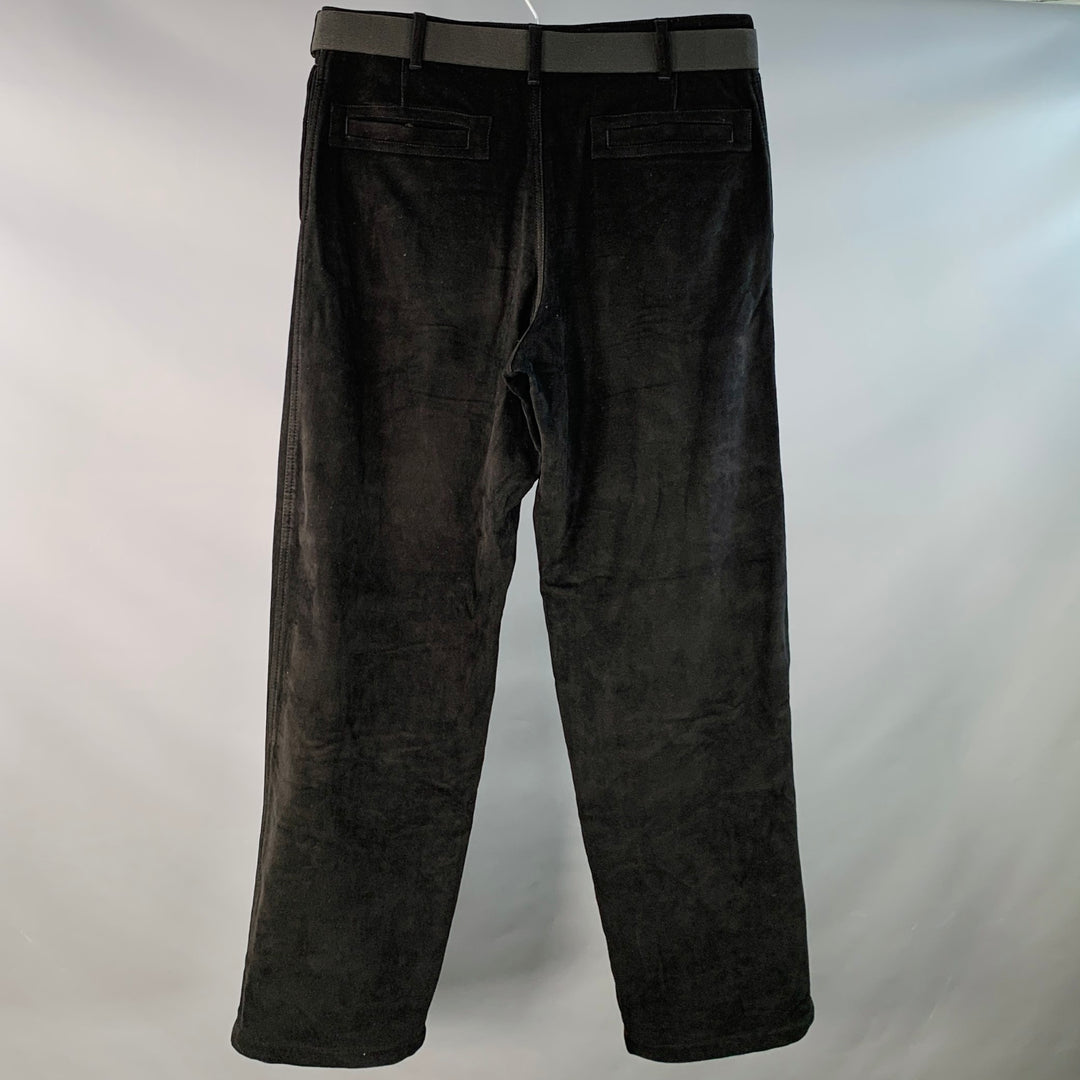 ARMANI COLLEZIONI Size 34 Black Velvet Belted Casual Pants
