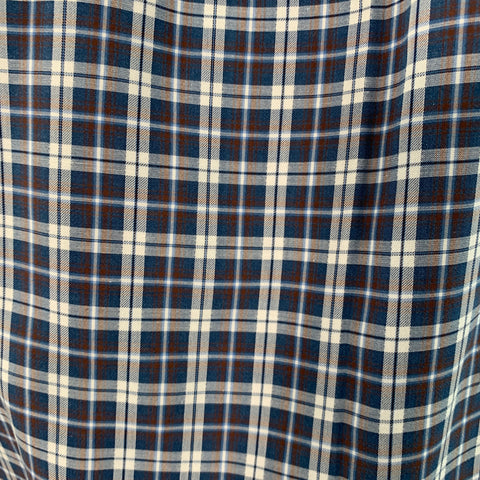 BRUNELLO CUCINELLI Size L Blue White Checkered Cotton Basic Fit Long Sleeve Shirt