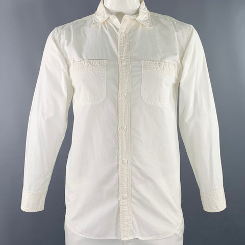 KAPITAL KOUNTRY SS21 Size L White Blue Patchwork Cotton Embroidered Long Sleeve Shirt
