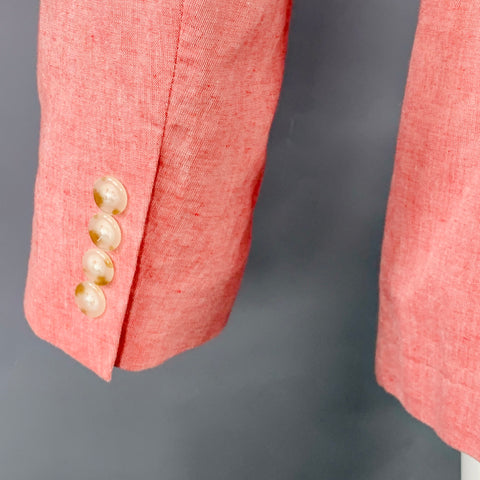 J. CREW Size 40 Ludlow Red Woven Cotton Linen Notch Lapel Jacket