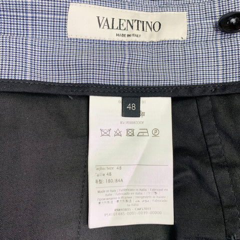Costume VALENTINO Taille 38 Laine à Carreaux Bleu Gris Col Cranté