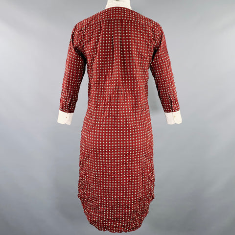 JUNYA WATANABE Size S Burgundy White Polyester Dots 3/4 Sleeves Midi Dress