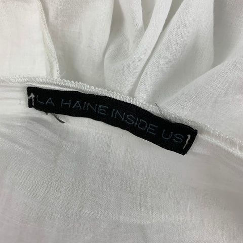 LA HAINE INSIDE US Size L White Cotton Raw Hem T-shirt