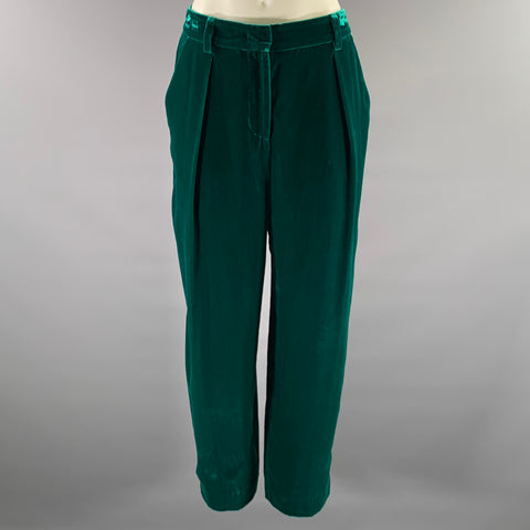 GIORGIO ARMANI Size 6 Green Emerald Velvet Viscose Silk Pants