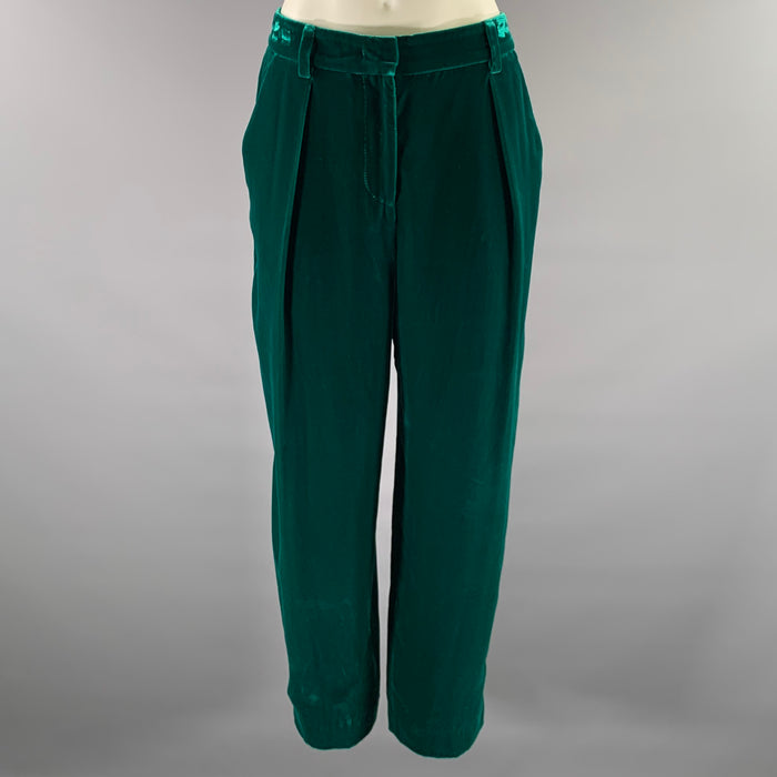 GIORGIO ARMANI Size 6 Green Emerald Velvet Viscose Silk Pants