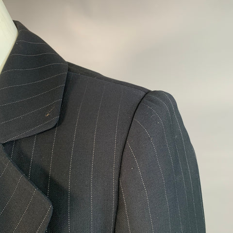 ARMANI COLLEZIONI Size 6 Navy Grey Pinstripe Jacket Blazer