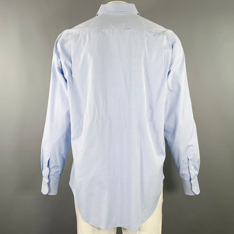 BREUER Size L Blue Cotton One Pocket Long Sleeve Shirt
