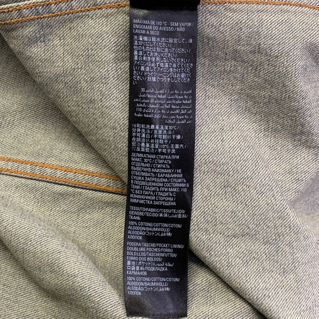 BALENCIAGA Size S Blue White Monogram Cotton Denim Oversized Jacket