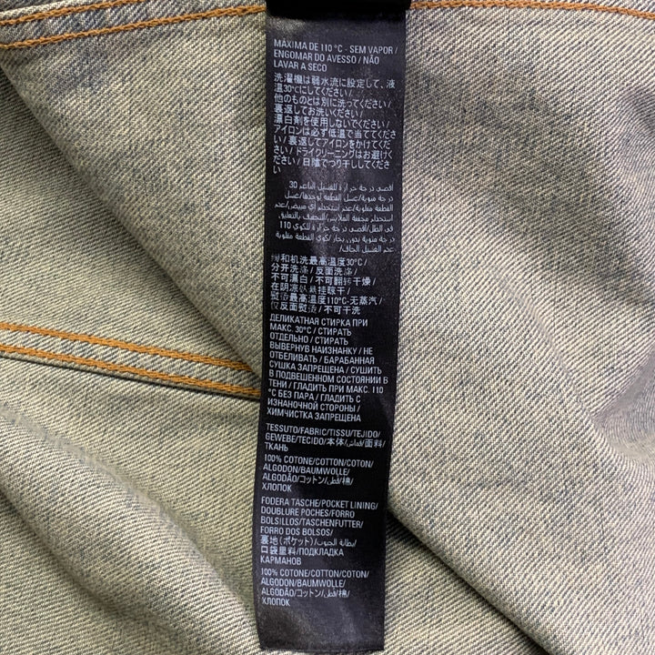 BALENCIAGA Size S Blue White Monogram Cotton Denim Oversized Jacket