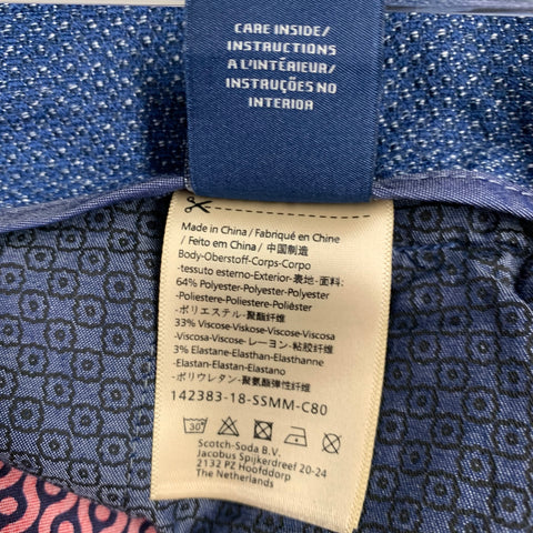 SCOTCH AND SODA Size 32 Blue White Textured Polyester Blend Casual Pants